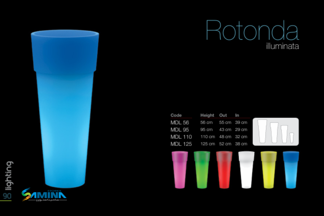 احواض نباتات  مضيئه Rotonda - Illuminata من Kenzi Botanics هو حوض ديكوري فاخر مصنوع من خامة
والتي توفر مزيجًا مثاليًا من المتانة، خفة الوزن، والعمر الافتراضي الطويل.
