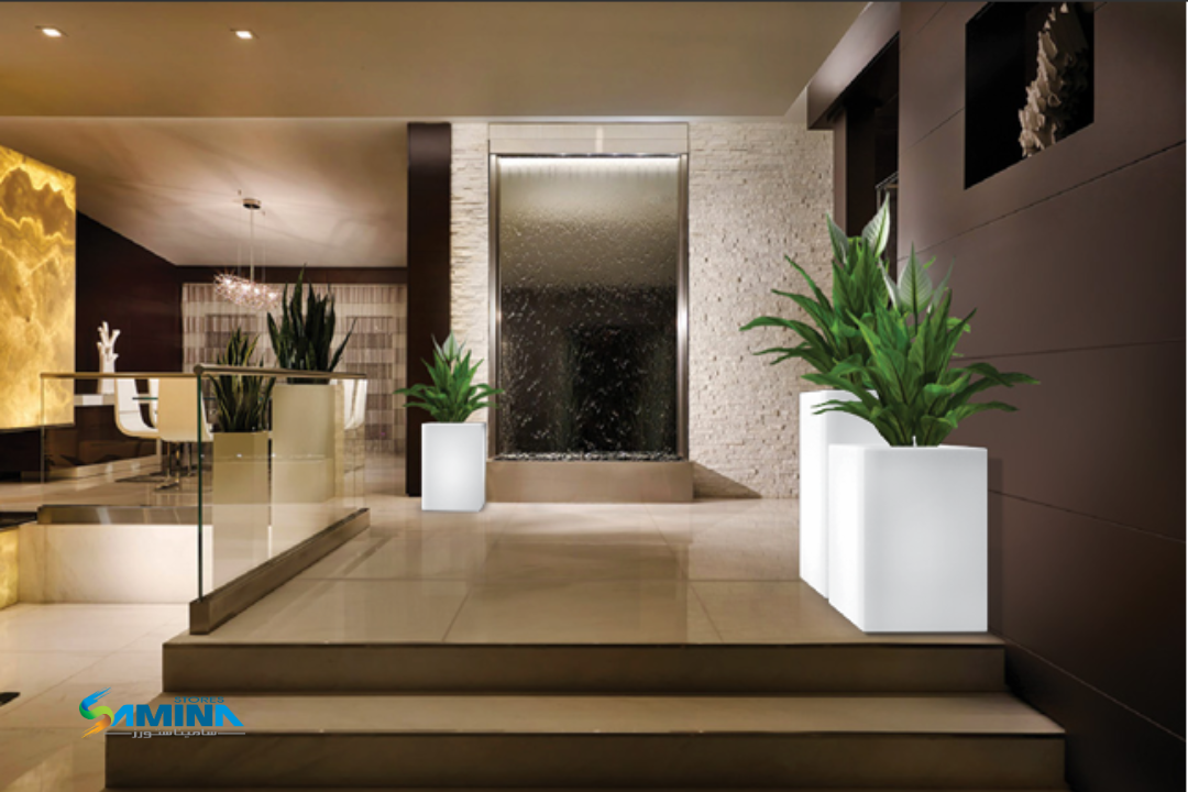 حوض نباتات ديكوري مضئ بولي إيثيلين عالي النقاء Recto  Illuminato  Kenzi Botanics