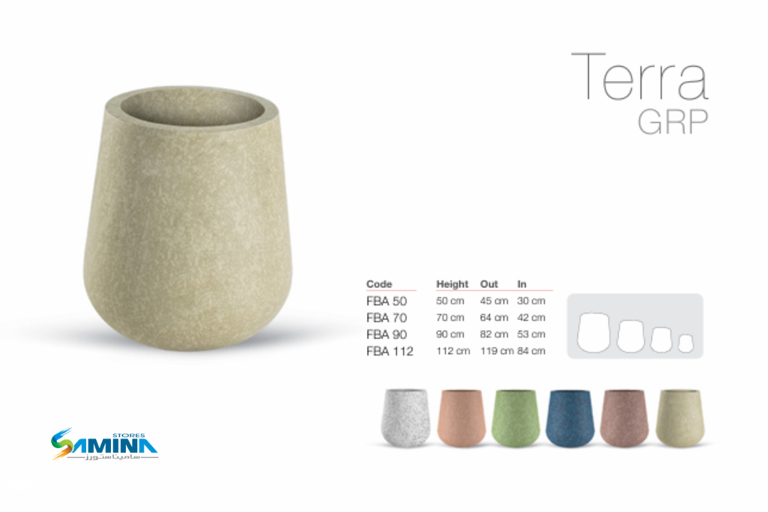 حوض نباتات ديكوري TERRA  GRP من Kenzi Botanics مصنوع من فايبر جلاس  مناسب للاستخدام الداخلي والخارجي ومقاوم للعوامل الجوية.