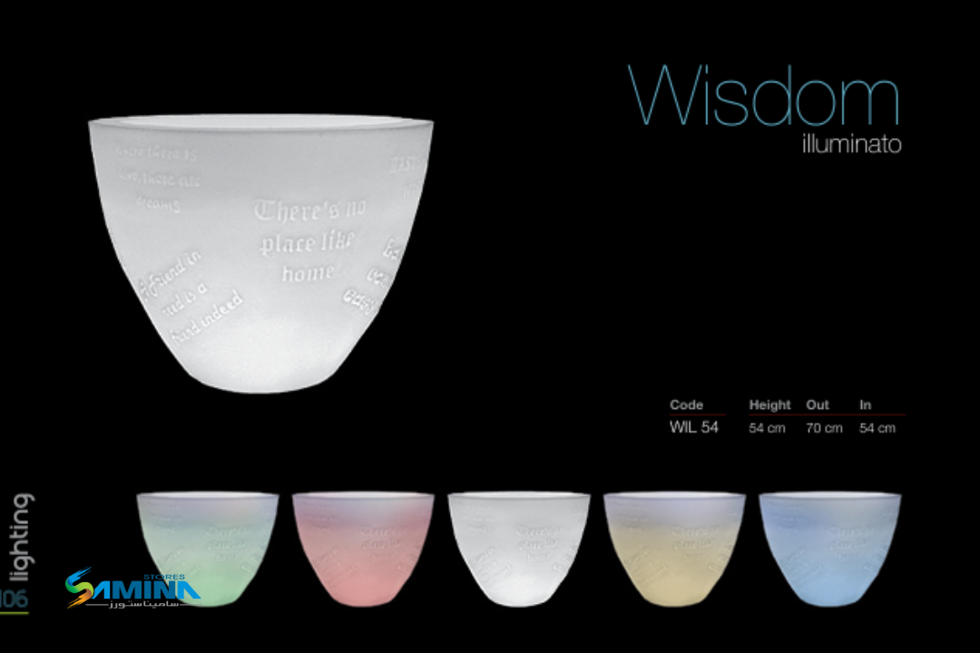 احواض نباتات  مضيئه Wisdom  Illuminato من Kenzi Botanics هو حوض ديكوري فاخر مصنوع من خامة
والتي توفر مزيجًا مثاليًا من المتانة، خفة الوزن، والعمر الافتراضي الطويل.